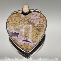 MaxSold Auction: Sterling Silver Heart Pendant with Crazy Lace Agate & Pink Cabochon - Hatboro (Pennsylvania, USA) PARTNER MANAGED Estate Sale Online Auction -  Jacksonville Road