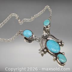 MaxSold Auction: Sterling Silver Necklace with Natural Turquoise Pendant, 16 in - Hatboro (Pennsylvania, USA) PARTNER MANAGED Estate Sale Online Auction -  Jacksonville Road
