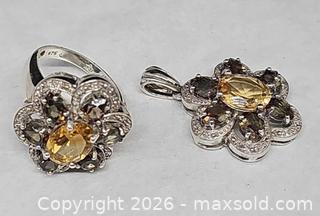 MaxSold Auction: Sterling silver ring, pendant with Citrine, Topaz stones  - Hatboro (Pennsylvania, USA) PARTNER MANAGED Estate Sale Online Auction -  Jacksonville Road