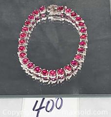 MaxSold Auction: Sterling Silver Ruby? Red Gemstone Tennis Bracelet  - Hatboro (Pennsylvania, USA) PARTNER MANAGED Estate Sale Online Auction -  Jacksonville Road