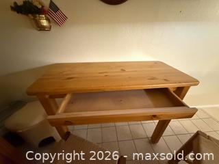 MaxSold Auction: Pine Wood Side Table w/Chairs - Fort Myers (Florida, USA) SELLER MANAGED Moving Online Auction - South Larkwood Square