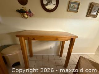 MaxSold Auction: Pine Wood Side Table w/Chairs - Fort Myers (Florida, USA) SELLER MANAGED Moving Online Auction - South Larkwood Square