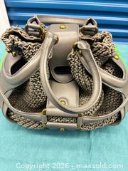 MaxSold Auction: Grey Knitted Handbag with Leather Trim - Whitchurch-Stouffville (Ontario, Canada) SELLER MANAGED Reseller Online Auction - Kennedy Road (STORAGE)