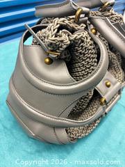 MaxSold Auction: Grey Knitted Handbag with Leather Trim - Whitchurch-Stouffville (Ontario, Canada) SELLER MANAGED Reseller Online Auction - Kennedy Road (STORAGE)