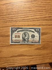 MaxSold Auction: 1923 Dominion of Canada 25 cent banknote  - Kingston (Ontario, Canada) SELLER MANAGED Downsizing Online Auction - Juniper Drive