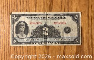 MaxSold Auction: 1935 Canada $2 bill Rare English Text - Kingston (Ontario, Canada) SELLER MANAGED Downsizing Online Auction - Juniper Drive