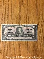 MaxSold Auction: 1937 Canada $10 bill  - Kingston (Ontario, Canada) SELLER MANAGED Downsizing Online Auction - Juniper Drive