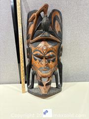 MaxSold Auction: Carved Hardwood Tribal/Ceremonial Wall Mask, ~30" Tall - Warwick (Rhode Island, USA) SELLER MANAGED Reseller Online Auction - Warwick Avenue
