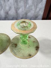 MaxSold Auction: Lot: Bright Green Uranium Glass Candlesticks, Pressed Glass Footed Bowl & Bird Dish - Warwick (Rhode Island, USA) SELLER MANAGED Reseller Online Auction - Warwick Avenue