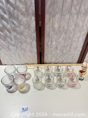 MaxSold Auction: Lot of 12 Promotional Jai Lai Rocks Glasses with Jai Lai Bobblehead - Warwick (Rhode Island, USA) SELLER MANAGED Reseller Online Auction - Warwick Avenue