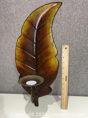 MaxSold Auction: Lot of 2 Decorative Metal Pieces: Leaf Wall Sconce & Footed Bowl - Warwick (Rhode Island, USA) SELLER MANAGED Reseller Online Auction - Warwick Avenue