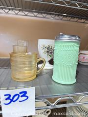 MaxSold Auction: Lot of Vintage Mid-Century Glassware: Jadeite, Amber, Milk - Warwick (Rhode Island, USA) SELLER MANAGED Reseller Online Auction - Warwick Avenue
