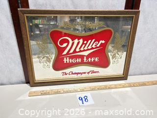 MaxSold Auction: Miller High Life Framed Mirrored Bar Sign - Warwick (Rhode Island, USA) SELLER MANAGED Reseller Online Auction - Warwick Avenue