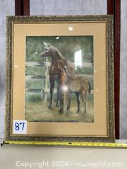MaxSold Auction: Pastel on Paper - Mare and Foal Near Fence, Framed (2004) - Warwick (Rhode Island, USA) SELLER MANAGED Reseller Online Auction - Warwick Avenue