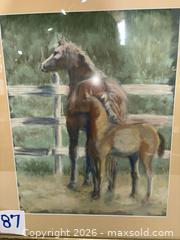 MaxSold Auction: Pastel on Paper - Mare and Foal Near Fence, Framed (2004) - Warwick (Rhode Island, USA) SELLER MANAGED Reseller Online Auction - Warwick Avenue