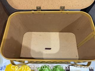 MaxSold Auction: W.C. Redmon & Sons Picnic Basket Set with Plates and Mugs - Warwick (Rhode Island, USA) SELLER MANAGED Reseller Online Auction - Warwick Avenue