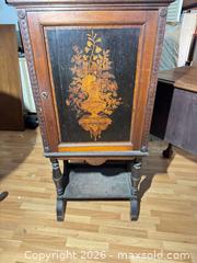 MaxSold Auction: Antique Inlaid Veneered Wooden Side Cabinet (Victorian/Edwardian) - Clarkstown (New York, USA) SELLER MANAGED Downsizing Online Auction -  Old Mill Road