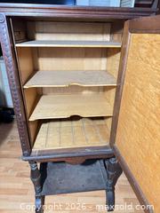 MaxSold Auction: Antique Inlaid Veneered Wooden Side Cabinet (Victorian/Edwardian) - Clarkstown (New York, USA) SELLER MANAGED Downsizing Online Auction -  Old Mill Road