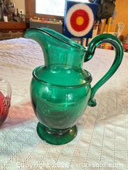 MaxSold Auction: Lot of 2 Blown Glass Decorative Pitchers (Large + Small Creamer) - Clarkstown (New York, USA) SELLER MANAGED Downsizing Online Auction -  Old Mill Road