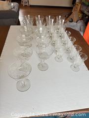 MaxSold Auction: Lot of Etched Floral Clear Glass Stemware, Mixed Styles (20+) - Clarkstown (New York, USA) SELLER MANAGED Downsizing Online Auction -  Old Mill Road