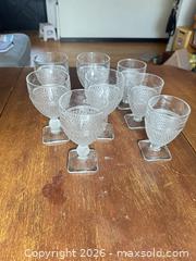 MaxSold Auction: Set of 8 Clear Pressed Glass Hobnail Stemmed Goblets - Clarkstown (New York, USA) SELLER MANAGED Downsizing Online Auction -  Old Mill Road