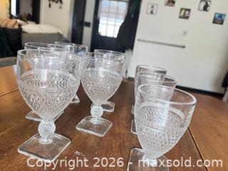 MaxSold Auction: Set of 8 Clear Pressed Glass Hobnail Stemmed Goblets - Clarkstown (New York, USA) SELLER MANAGED Downsizing Online Auction -  Old Mill Road
