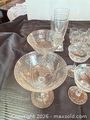 MaxSold Auction: Vintage Etched Clear Glass Stemware Lot (16–30 pcs) - Clarkstown (New York, USA) SELLER MANAGED Downsizing Online Auction -  Old Mill Road
