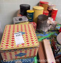 MaxSold Auction: Assorted Vintage Metal Tins & Stoneware Marmalade Jars and More B - Toronto (Ontario, Canada) Moving Online Auction - Mount Pleasant Road