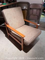 MaxSold Auction: Mid-Century Modern Upholstered Armchair, Light Oak Frame C - Toronto (Ontario, Canada) Moving Online Auction - Mount Pleasant Road