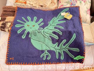 MaxSold Auction: Mixed textile lot: wall hanging, linens, pillows & suitcase B - Toronto (Ontario, Canada) Moving Online Auction - Mount Pleasant Road