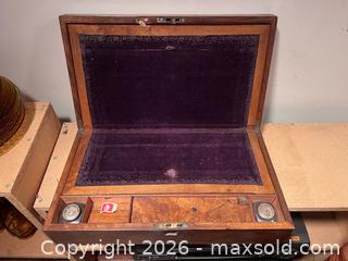 MaxSold Auction: Vintage Burl Wood Writing Box / Lap Desk with Inkwells B - Toronto (Ontario, Canada) Moving Online Auction - Mount Pleasant Road