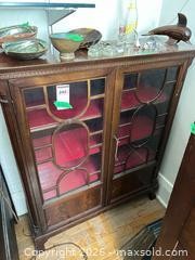 MaxSold Auction: Wood Veneer Bookcase with Glass Doors and Felt-Lined Shelves C - Toronto (Ontario, Canada) Moving Online Auction - Mount Pleasant Road