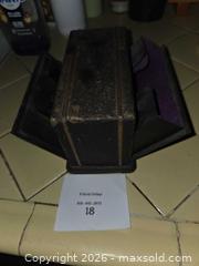 MaxSold Auction: Antique Black Metal Hotel Desk Card Holder with Purple Felt Interior - Los Angeles  (California, USA) SELLER MANAGED Estate Sale Online Auction - Granville Avenue