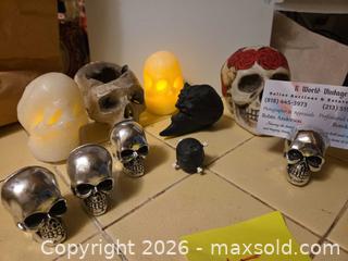 MaxSold Auction: Assorted Skull Decor Set with LED Flameless Skull Candles - Los Angeles  (California, USA) SELLER MANAGED Estate Sale Online Auction - Granville Avenue