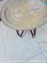 MaxSold Auction: Brass Accent Table with Removable Tray and Folding Wood Stand - Los Angeles  (California, USA) SELLER MANAGED Estate Sale Online Auction - Granville Avenue
