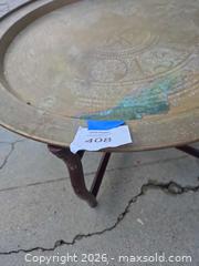 MaxSold Auction: Brass Accent Table with Removable Tray and Folding Wood Stand - Los Angeles  (California, USA) SELLER MANAGED Estate Sale Online Auction - Granville Avenue