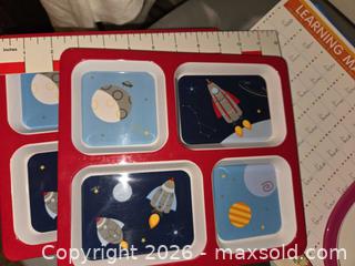 MaxSold Auction: Kids plates, Addition tables Placemat, pants & socks;  & utensils in a metal bucket   - Los Angeles  (California, USA) SELLER MANAGED Estate Sale Online Auction - Granville Avenue