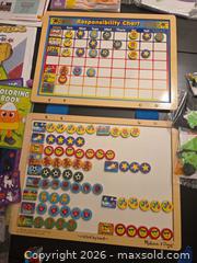 MaxSold Auction: Melissa & Doug Hanging Boards - Magnetic Responsibility Chart w Rewards daily, Fridge Magnets, Stickers, coloring books, Lincoln Logs - Los Angeles  (California, USA) SELLER MANAGED Estate Sale Online Auction - Granville Avenue