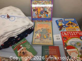 MaxSold Auction: Mixed Holiday Lot: Children's Christmas Books, Figurine & Games, a blanket & a Tablecloth - Los Angeles  (California, USA) SELLER MANAGED Estate Sale Online Auction - Granville Avenue