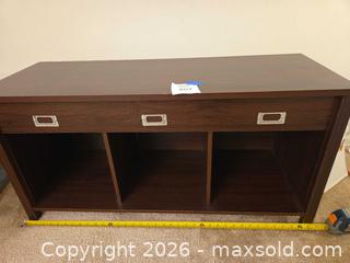 MaxSold Auction: Small wood cubby hole cabinet/tv stand - Los Angeles  (California, USA) SELLER MANAGED Estate Sale Online Auction - Granville Avenue