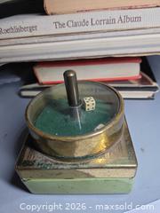 MaxSold Auction: Very Rare Antique Brass and Glass Dice Spinner Shaker with Felt Base atop a wood box - Los Angeles  (California, USA) SELLER MANAGED Estate Sale Online Auction - Granville Avenue