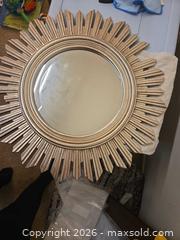 MaxSold Auction: Vintage Sunburst Wall Mirror, Antiqued Gold paint - Los Angeles  (California, USA) SELLER MANAGED Estate Sale Online Auction - Granville Avenue
