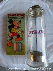 MaxSold Auction: Diner Straw Holder and an unused box of Disney Straws- Lot of 2 - San Bruno (California, USA) SELLER MANAGED Downsizing Online Auction - 2nd Avenue