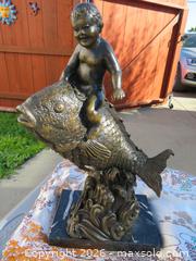 MaxSold Auction: Lg. Bronze figure of a boy on a fish - San Bruno (California, USA) SELLER MANAGED Downsizing Online Auction - 2nd Avenue