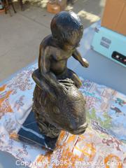 MaxSold Auction: Lg. Bronze figure of a boy on a fish - San Bruno (California, USA) SELLER MANAGED Downsizing Online Auction - 2nd Avenue