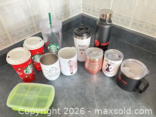 MaxSold Auction: Lot of 12 Mixed Tumblers, Travel Mugs, Bottles & Trays - Ottawa (Ontario, Canada) SELLER MANAGED Moving Online Auction -  Demeter Street
