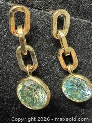 MaxSold Auction: 10K Gold (1.08g), Blue Moissanite (2.1ct). Handcrafted; Dangle design. - Toronto (Ontario, Canada) PARTNER MANAGED Downsizing Online Auction - Yonge Street
