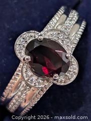 MaxSold Auction: Silver(4.12g)Garnet&CZ Ring,size 9  - Toronto (Ontario, Canada) PARTNER MANAGED Downsizing Online Auction - Yonge Street