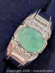 MaxSold Auction: Silver(6.84g) Emerald&CZ Ring,size 9  - Toronto (Ontario, Canada) PARTNER MANAGED Downsizing Online Auction - Yonge Street