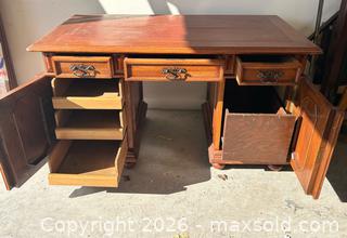 MaxSold Auction: Antique Wood Pedestal Writing Desk - Burlington (Ontario, Canada) SELLER MANAGED Estate Sale Online Auction - Fairview Street (STORAGE)
